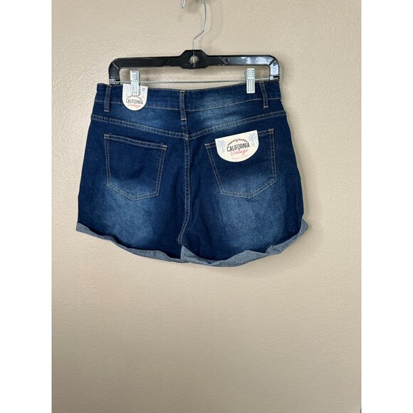 NWT American Vintage Womens Blue Shorts 13 Shorts cuffed button fly cotton summe - Picture 4 of 5